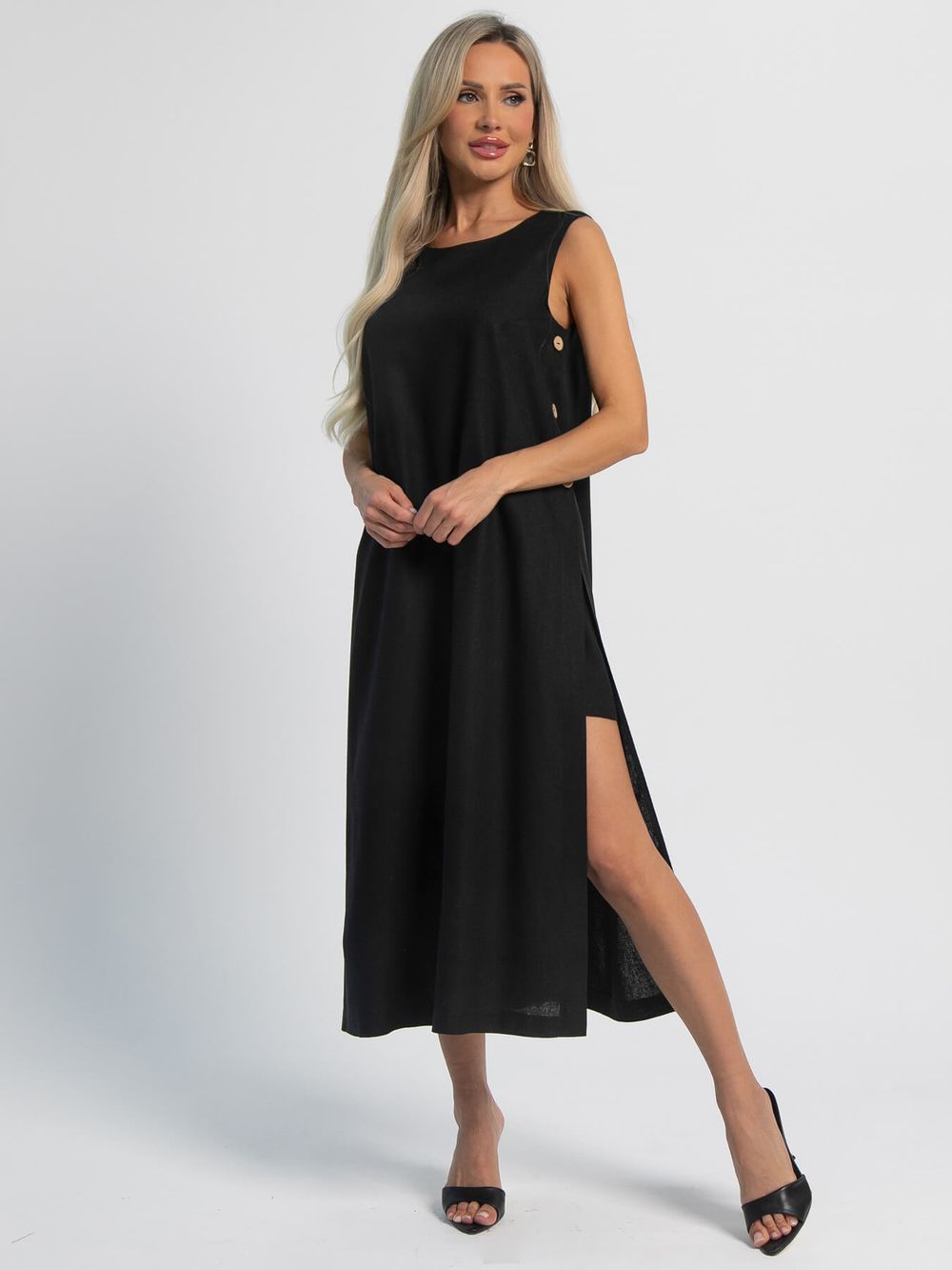 Платье льняное Тропик (черное) П16123-1М LT Collection