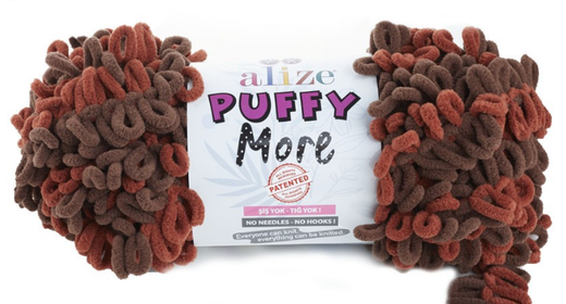 ALIZE "PUFFY MORE", 100% Микрополиэстер, 150 гр, 11,5 м, 6290 терракот/коричневый