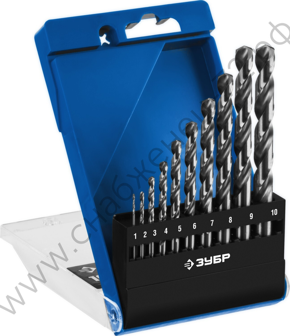 ЗУБР ПРОФ-А 10шт(1-10мм), Набор сверл по металлу, сталь Р6М5, класс А