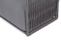 "Лугано" кресло плетеное из роупа, каркас алюминий темно-серый (RAL7024) муар, роуп темно-серый круглый, ткань темно-серая YB25-0027