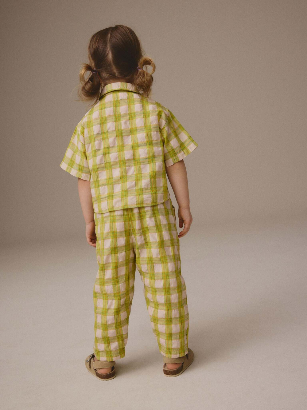 Рубашка с коротким рукавом и брюки в комплекте для девочки Next E86-988, Салатовый, Молочный