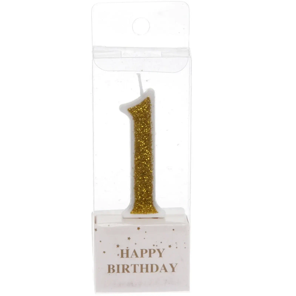 Свеча для торта Цифра Иллюзия «1» 9.5 см, золото