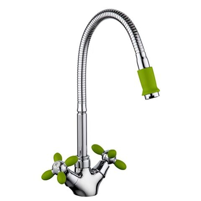 Смеситель для кухни, Frud, гибк излив, с кран-буксой, зел, R43127-6
