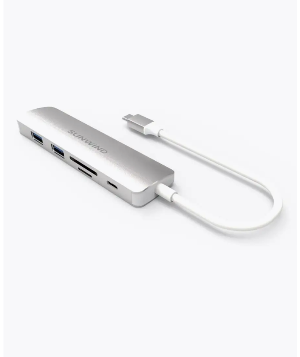 Док-станция для ноутбуков Sunwind SW-DS029-S, для ASUS, HDMI/USB/SD, серебристый/белый