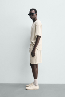 ZARA ТОЛСТОВКА RELAXED FIT ИЗ ИНТЕРЛОКА, ЖЕЛТОВАТО-БЕЛЫЙ