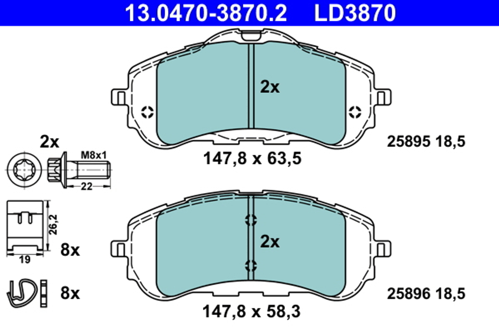 ATE - 13047038702-ATE - Brake Pad Set, disc brake