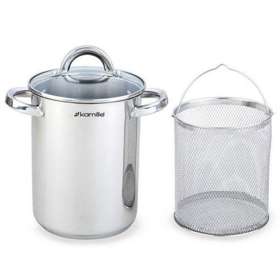 Кастрюля с сеткой для спаржи 4 л. Kamille KM-5850 из нержавеющей стали