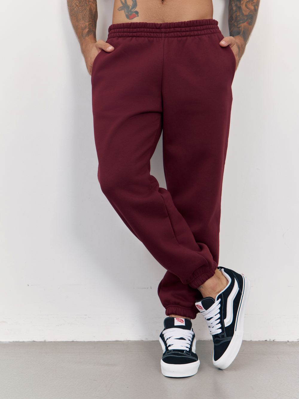 Брюки мужские с начесом "jogger fleece" (вишневый)