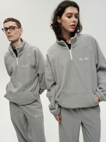 Drawstring Half-Zipped Sweatshirt Grey