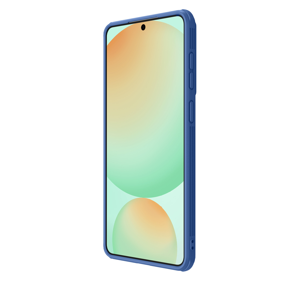 Чехол синего цвета с защитной шторкой для камеры от Nillkin на Samsung Galaxy S25 Edge, серия CamShield Pro Case