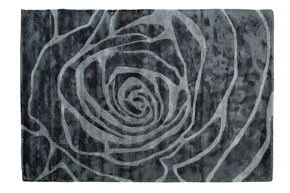 Ковер натуральный 200х300см Garda Decor темно-серый с рисунком розы