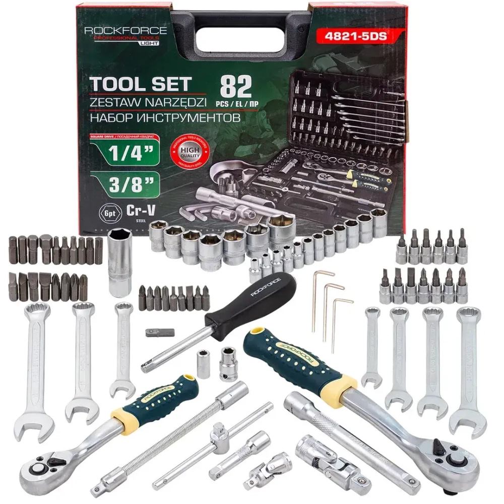 Набор инструментов 82пр. 1/4''3/8''6pt RockFORCE LIGHT RF LIGHT-4821-5DS