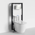 Унитаз подвесной WasserKRAFT Mindel 56TLT.010.ME.BN03.H002 безободковый, с инсталляцией Vils 56, с крышкой микролифт, белый/кнопка никель