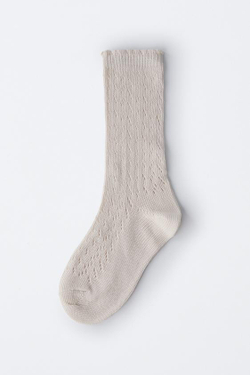 ZARA НОСКИ С АЖУРНЫМИ ДЕТАЛЯМИ, ЭКРЮ