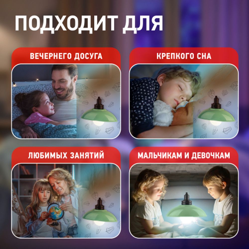 Ночник - светильник светодиодный ЭРА NLED-487-1W-SW-GR настенный на батарейках с выключателем зеленый | Ночники