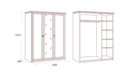 ЕКАТЕРИНА Шкаф плательный 3-хдверный