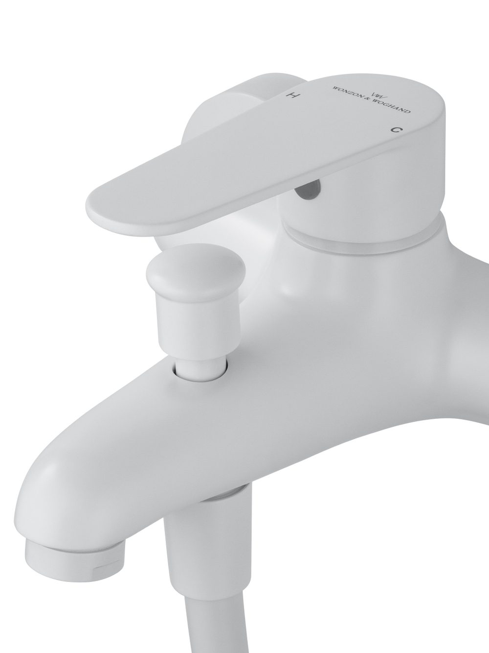 Смеситель для ванны с душевым гарнитуром WONZON & WOGHAND ALFA, Белый матовый (WW-AE3205-MW)