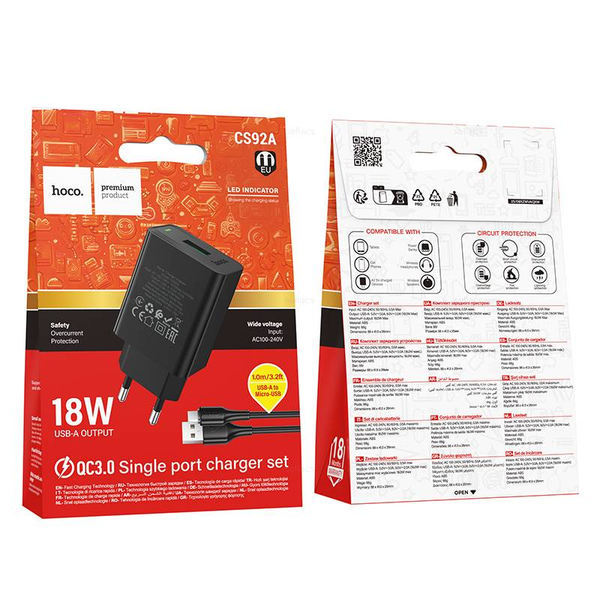 Hoco CS92A Leader QC3.0 зарядное устройство набор (Micro-USB)