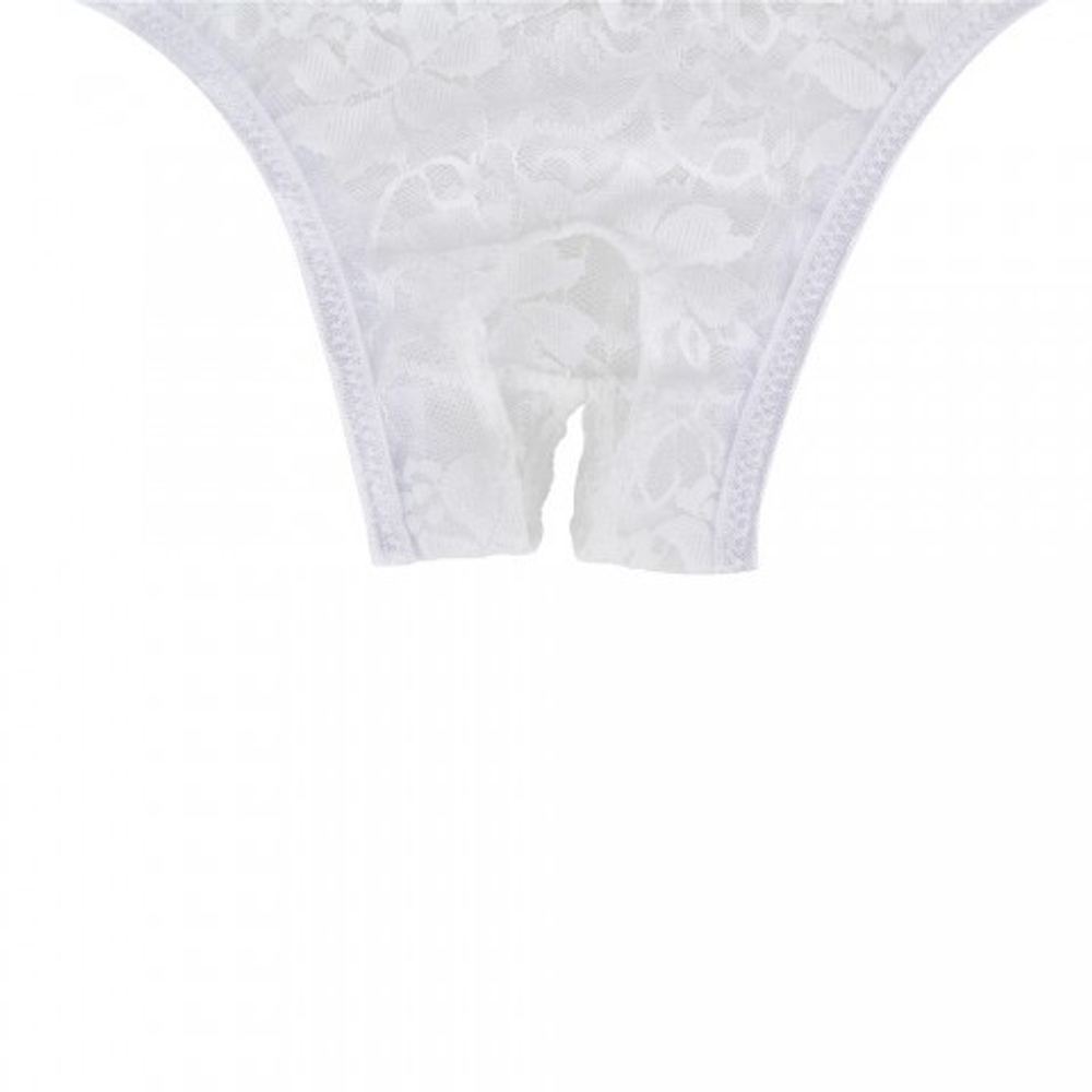 Трусики кружевные с доступом, белые, 3XL-4XL
