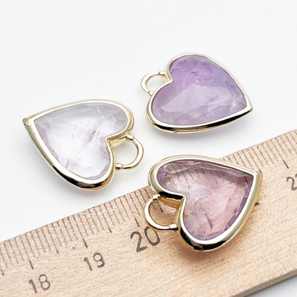 Подвеска Сердце, аметист лавандовый, цвет золото, размер 23*20 мм, цена за 1 шт