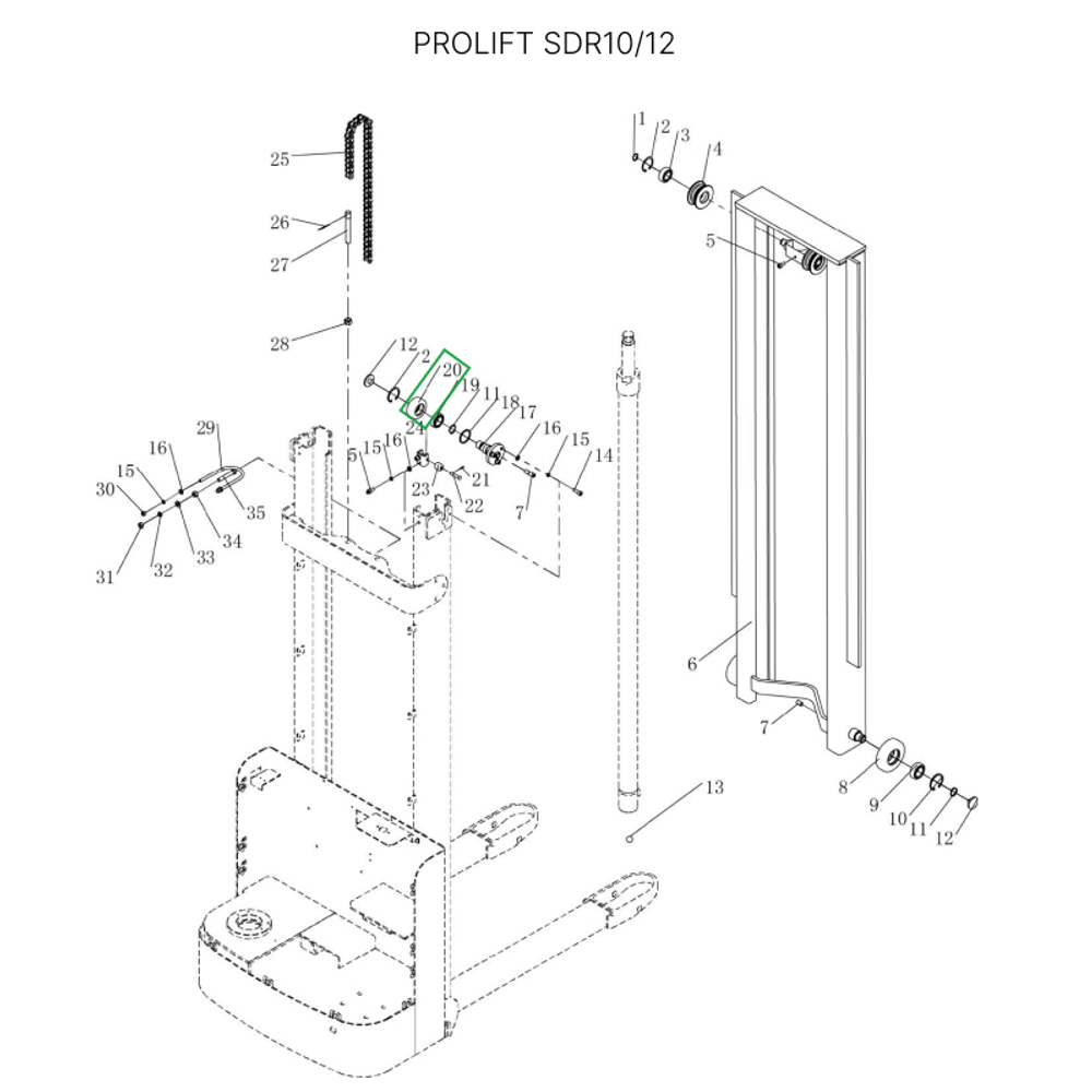 Ролик мачты для штабелеров SDR 1-1,2 т, SDR1635