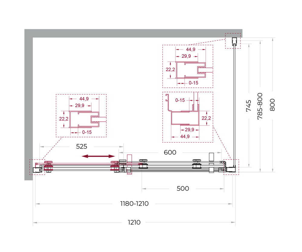 Душевой уголок BelBagno MARINO-2-AH-1-120/80-C-CR 120х80см профиль хром, стекло прозрачное