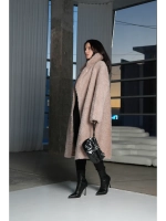 Шуба из натуральной шерсти мериноса, пудровая, SilverFox (арт. 1188)