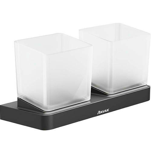 Стакан для зубных щеток Ravak 10° двойной, черный матовый (X07P558)