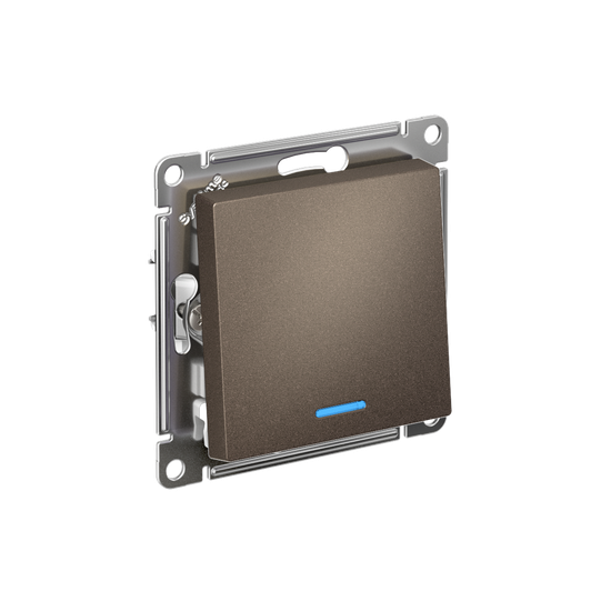 Переключатель 1-кл. AtlasDesign (сх. 6а) 10AX с подсветкой быстрозажим. клем. механизм мокко SE ATN000663S