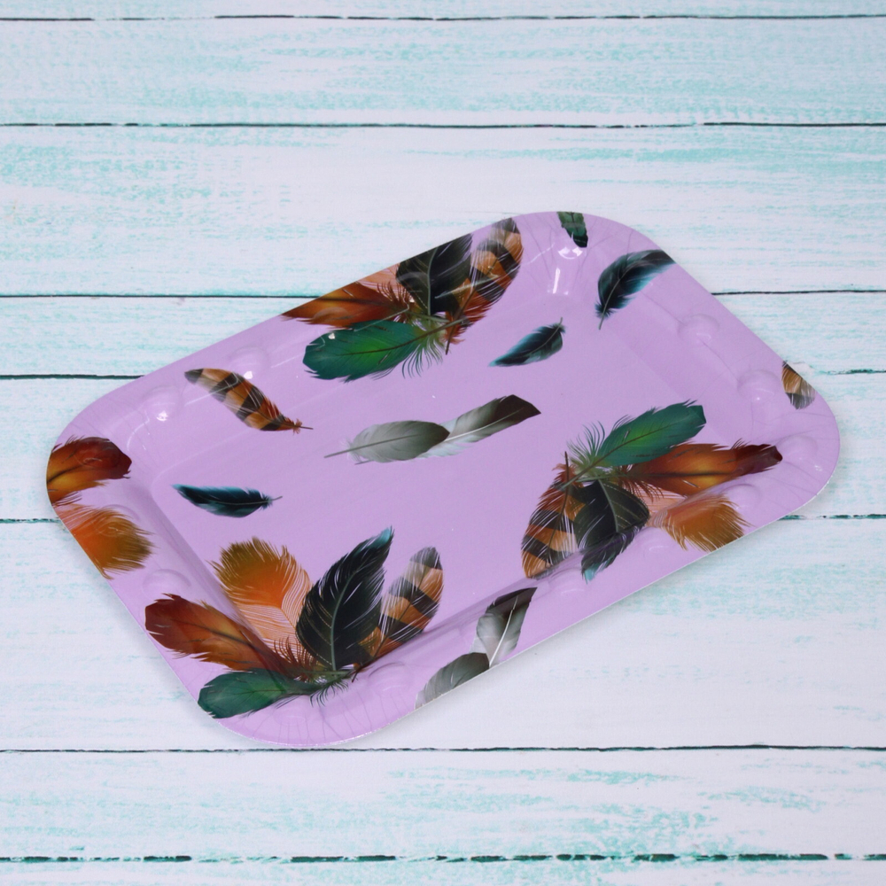 Поднос пластиковый «Волшебные перья» 30*21см сиреневый