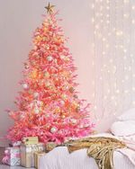 Заснеженная розовая елка «Фэнтези» (Литая хвоя) 270 см / 2,7 м