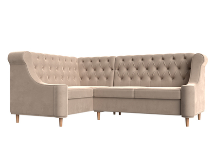 Диван кухонный угловой Бронкс левый угол, Бежевый, Велюр, 104567L