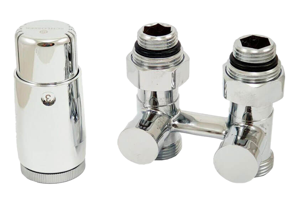 Комплект узла нижнего подкл прямой STANDARD 3/4&amp;quot; (хром) с термоголовкой М30х1,5, ниппеля 1/2&amp;quot;Х3/4&amp;quot;