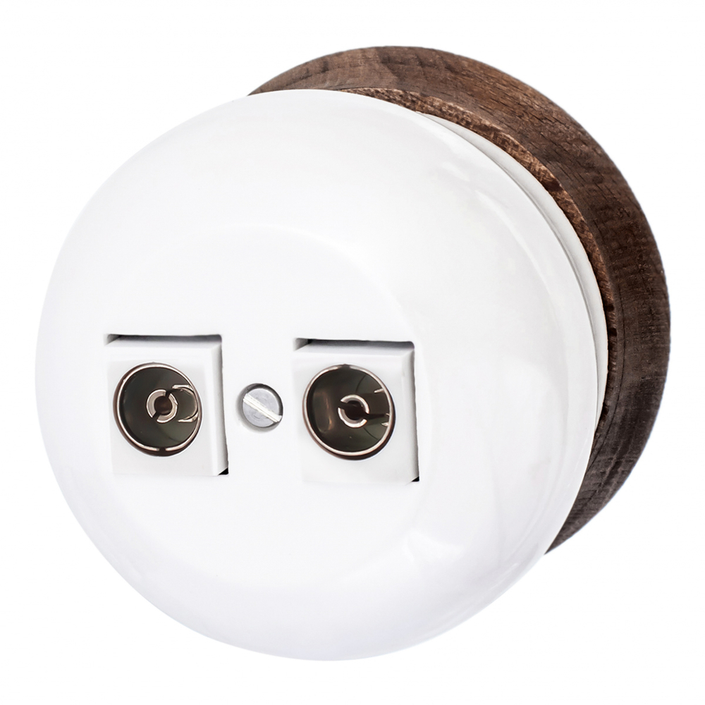 Розетка телевизионная двойная, оконечная, керамика, цвет перламутр B2-306-010/18