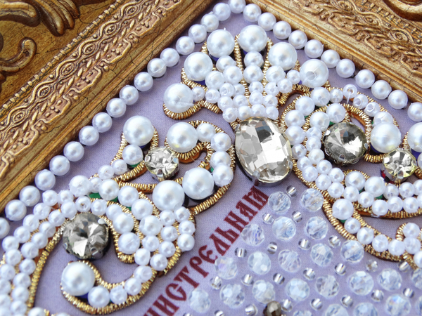 ЖС-4-ЗБ Набор для вышивания хрустальными камнями Богородица Семистрельная (белый)