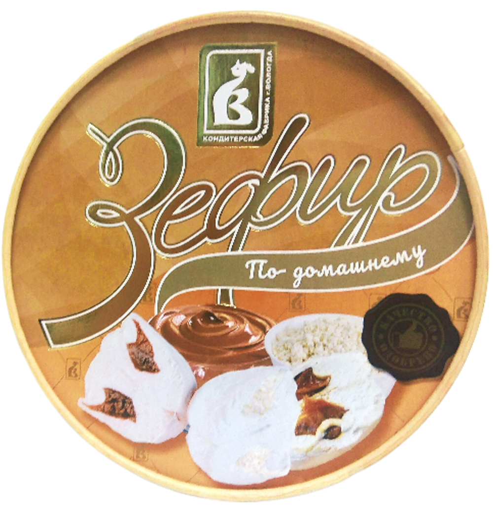 Зефир неглазированный, в круглой подарочной коробке с Варёной сгущёнкой и творогом, 245 гр.