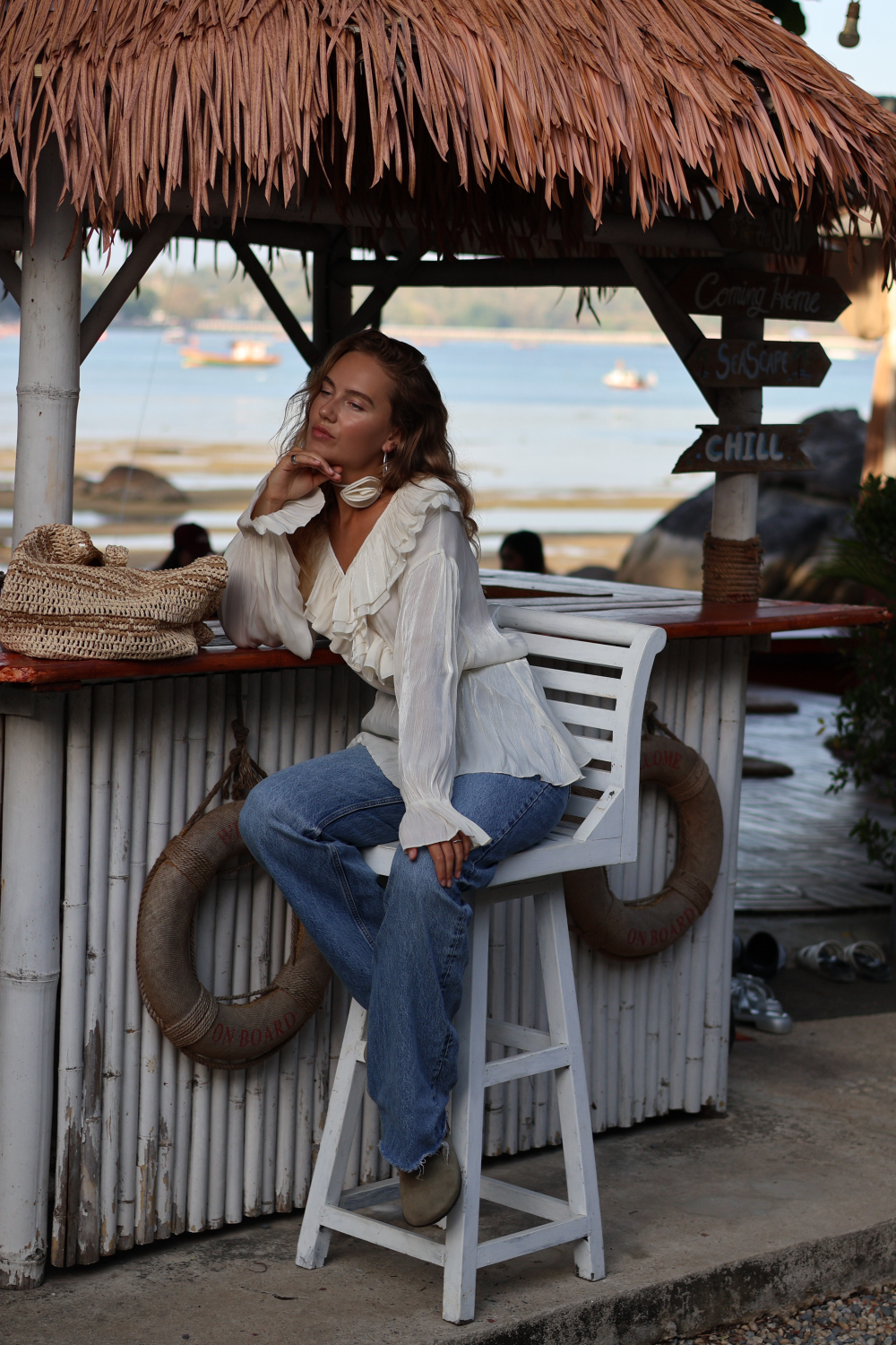 Блуза с рюшами молочный