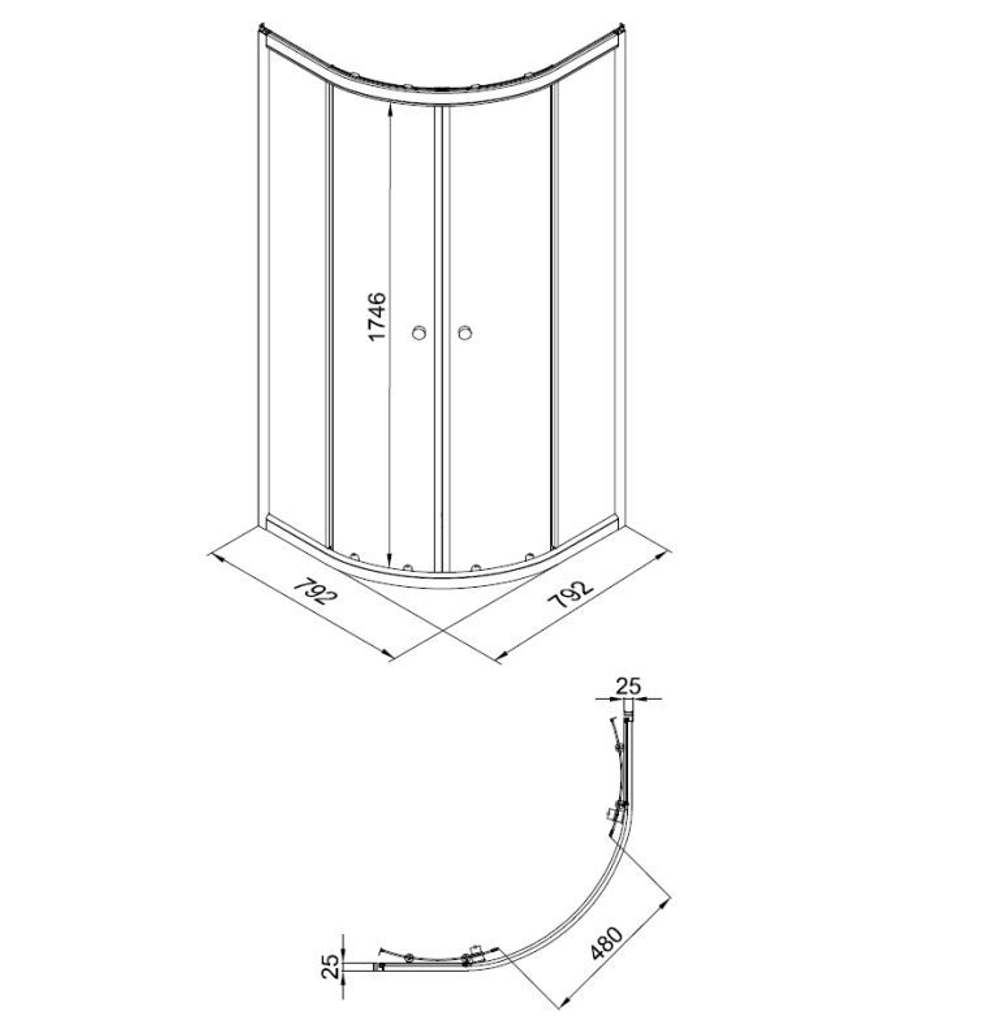Душевая ширма DIONRIA (80х80) прозрачное стекло, профиль белый