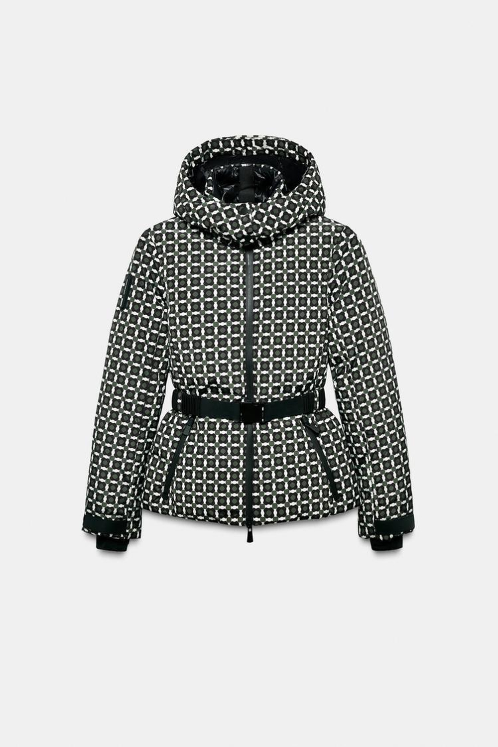 ZARA ВЕТРОЗАЩИТНАЯ КУРТКА С КАПЮШОНОМ, ЗЕЛЕНЫЙ/ЭКРЮ