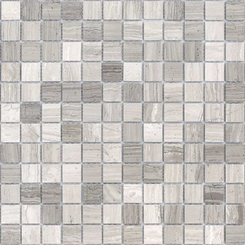 Мозаика из натурального камня Travertino Silver POL 23x23x4 Pietrine 4 mm серый
