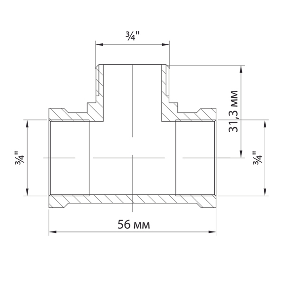 Тройник 3/4'' вн/нар/вн VRT® никель