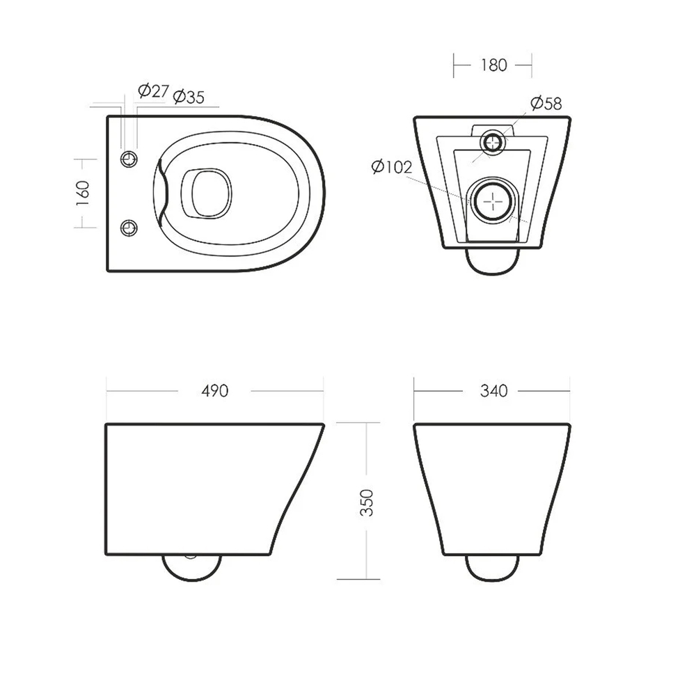 Унитаз подвесной "Breeze" безободковый (сид. дюро м/лифт, clip up, скрытое крепл) (Sanita Luxe)