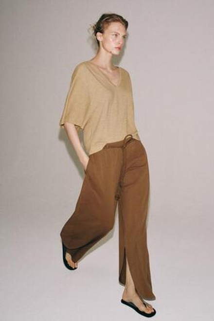 ZARA БРЮКИ BALLOON ИЗ ПЛОТНОГО ХЛОПКА, КАРАМЕЛЬНЫЙ