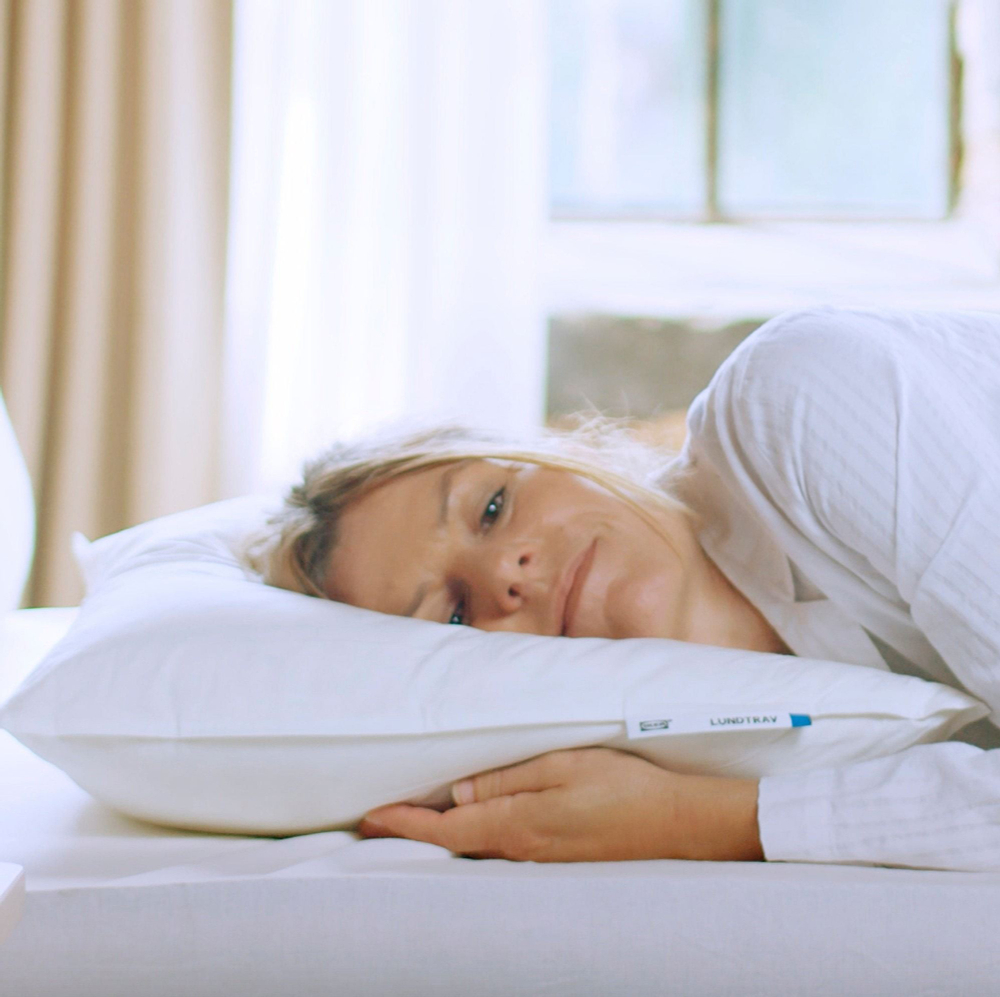 Подушка высокая IKEA LUNDTRAV (ЛУНДТРАВ), Белый, 50х80 см