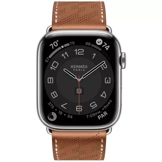 Apple Watch Hermès 45mm Silver Stainless Steel Case with H Diagonal Single Tour Gold