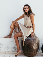 Юбка Chintamani на кнопках с темн.бахромой бежевая