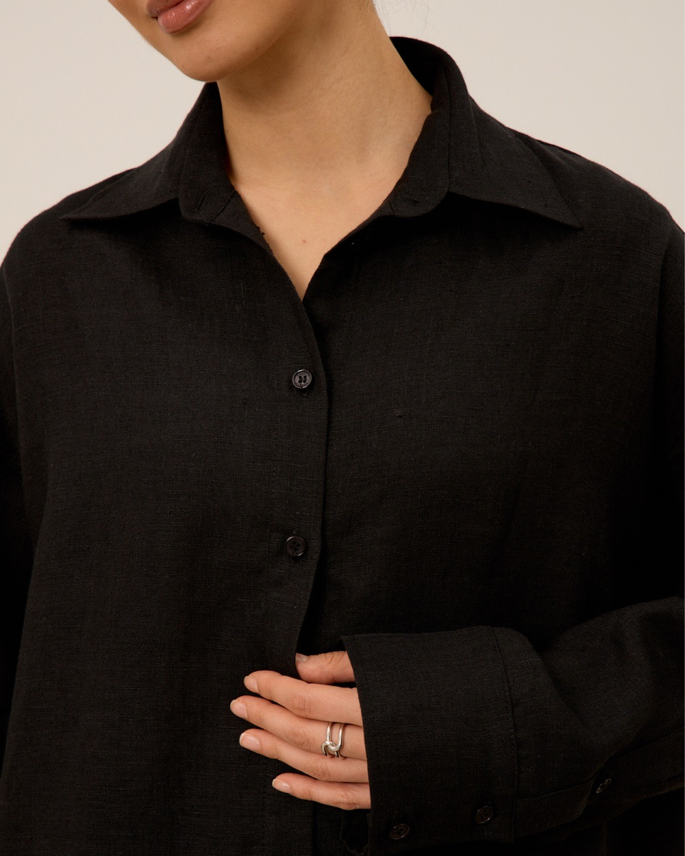 Рубашка 07, из 100% льна, черная