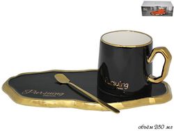 Lenardi 106-082 Чашка 250 мл с блюдцем и ложкой в под.уп.(х24)Фарфор