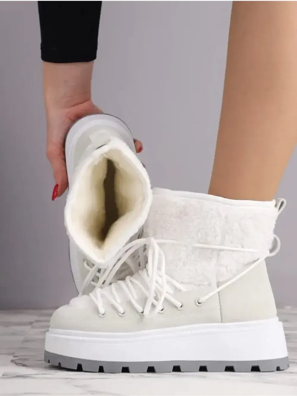 Зимние угги натуральный мех на платформе