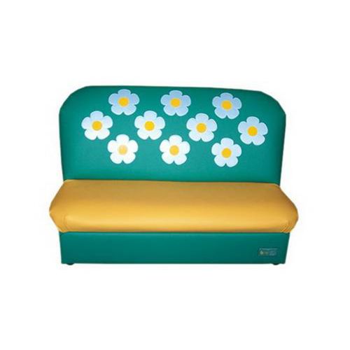 Диван детский "Аппликация" Цветочки зелено-желтый